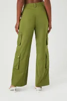 Women's Flare-Leg Cargo Pants in Olive Medium