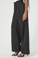 Women's Pinstriped Wide-Leg Trouser Pants