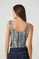 Women's Snake Print Bustier Top Black/White