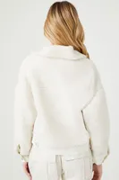 Women's Faux Shearling Trucker Jacket in White/White Medium