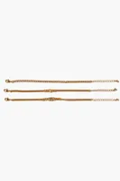 Women's Rhinestone Heart Bracelet Set in Gold/Clear
