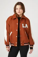 Women's Varsity LA Letterman Jacket in Brown Small