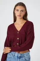 Women's Distressed Cardigan Sweater in Maroon Medium