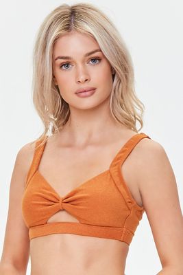 Women's Terry Cloth Cutout Bikini Top in Ginger, XL