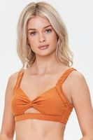 Women's Terry Cloth Cutout Bikini Top in Ginger Large