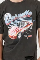 Men Distressed Corvette Graphic Tee in Black Medium