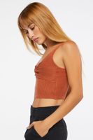 Women's Twisted Sweater-Knit Crop Top in Brick Large