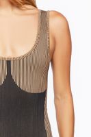 Women's Seamless Striped Romper in Taupe/Black, S/M