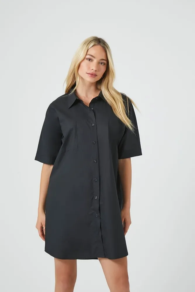 Women's Poplin Mini Shirt Dress Small