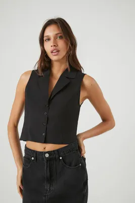 Women's Sleeveless Poplin Top in Black, XL