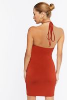 Women's Cutout Halter Mini Dress in Rust Small