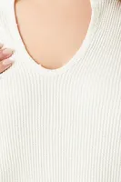 Women's Thermal Split-Neck Sweater in Cream, 2X