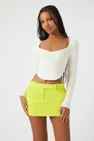 Women's Sweater-Knit Crop Top in Vanilla Large