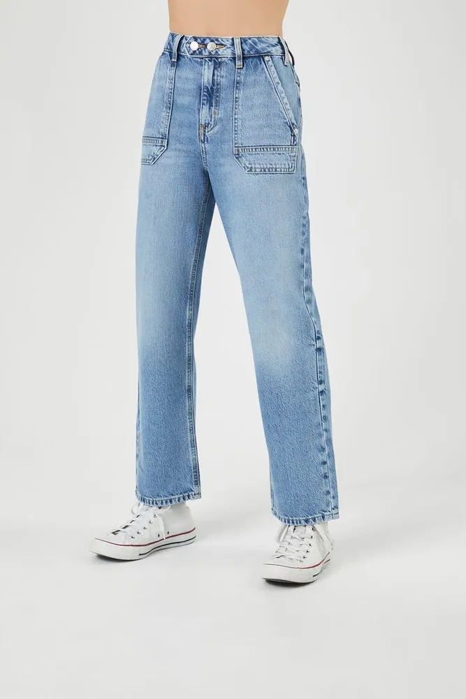 Women's High-Rise Straight Jeans Light Denim,