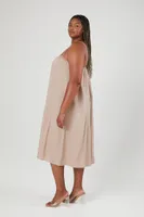 Women's Relaxed Cami Midi Dress in Taupe, 3X