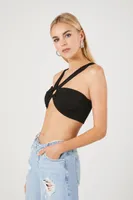 Women's O-Ring Crop Top in Black Large