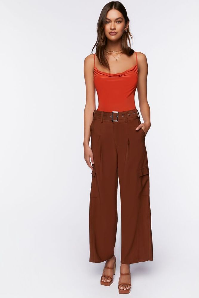 Women's Belted Straight-Leg Cargo Pants