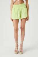 Women's Smocked Pull-On Shorts in Honeydew Medium