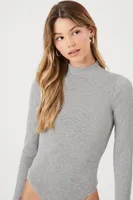 Women's Seamless Mock Neck Bodysuit in Heather Grey Small