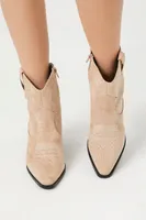 Women's Faux Suede Cowboy Booties Taupe,