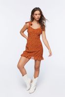 Women's Polka Dot Print Sweetheart Dress Tan/White