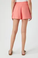 Women's Textured Drawstring Pull-On Shorts in Coral Medium