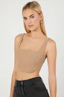 Women's Sweater-Knit Crop Top in Toast, XL