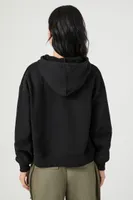 Women's French Terry Drawstring Hoodie in Black Small