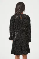 Girls Sequin Velvet Dress (Kids) in Black, 11/12