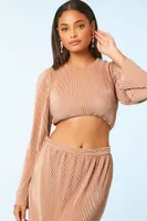 Women's Ribbed Top & Maxi Skirt Set in Rose Gold, XL