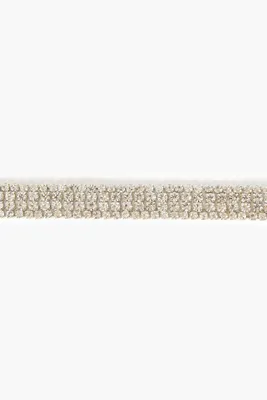 Women's Tiered Rhinestone Chain Bracelet in Clear/Silver