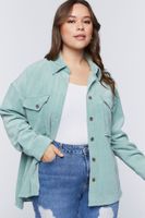 Women's Corduroy Shacket in Green Haze, 0X