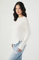 Women's Billowy Curved-Hem Top in White Small