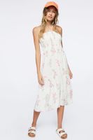 Women's Floral Print Halter Midi Dress White