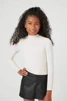 Girls Seamless Mock Neck Top (Kids) in Birch Large