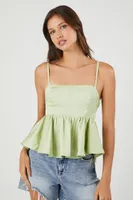 Women's Strappy Flounce Cami in Pistachio Small