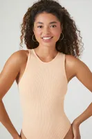 Women's Ribbed Sleeveless Bodysuit in Georgia Peach, XS/S