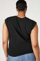 Women's Ruched Muscle T-Shirt in Black, 0X