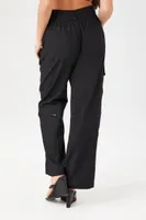 Women's Zipper Wide-Leg Cargo Pants in Black Large