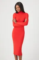 Women's Mock Neck Midi Sweater Dress