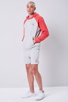 Men Embroidered Hazy Daze Shorts in Heather Grey/Red Large