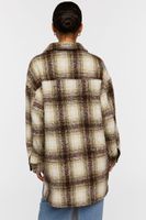 Women's Plaid High-Low Shacket in Olive Medium