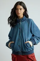 Women's Denim Bomber Jacket in Medium Denim Small