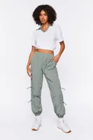 Women's Active Contrast-Trim Cropped Tee in White/Tea Large