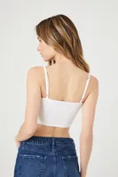 Women's Ribbed Corset Cropped Cami White