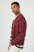 Men Zip-Up Bomber Jacket in Burgundy Medium