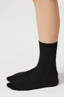 Ribbed-Trim Crew Socks in Black