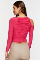 Women's Asymmetrical Cutout Top in Fuchsia Small