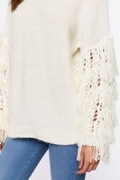 Women's Chunky Fringe-Trim Sweater in Cream Medium