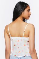 Women's Fruit Print Lace-Trim Cami in White Large